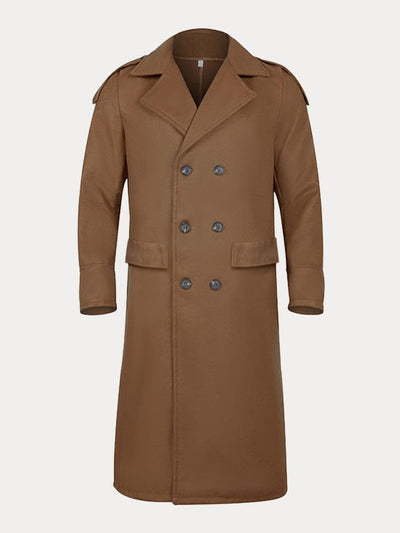 Classic Solid Long Tweed Coat Coat coofandystore 