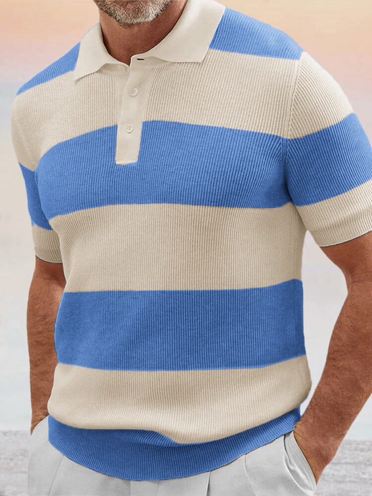 Striped Short Sleeve Polo Shirts Shirts & Polos coofandystore Blue M 