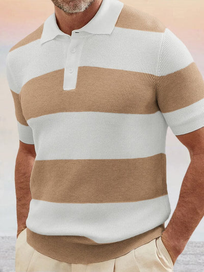 Striped Short Sleeve Polo Shirts Shirts & Polos coofandystore Khaki M 