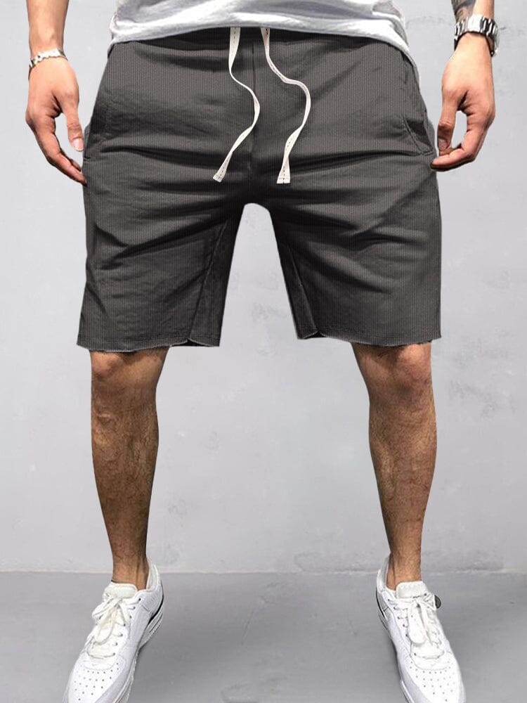 Cotton Elastic Waist Sports Shorts Shorts coofandystore Deep Grey S 