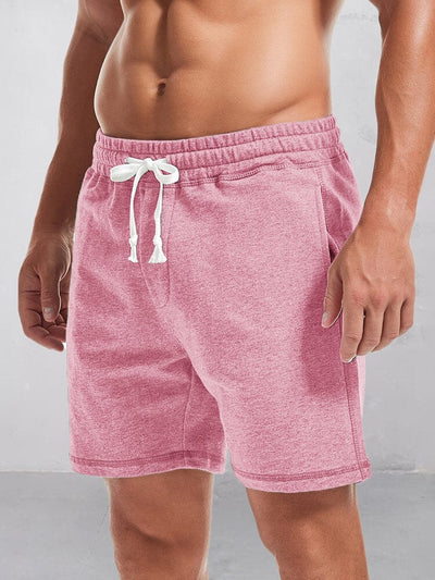 Classic Pure Cotton Drawstring Sport Shorts Shorts coofandy Pink S 