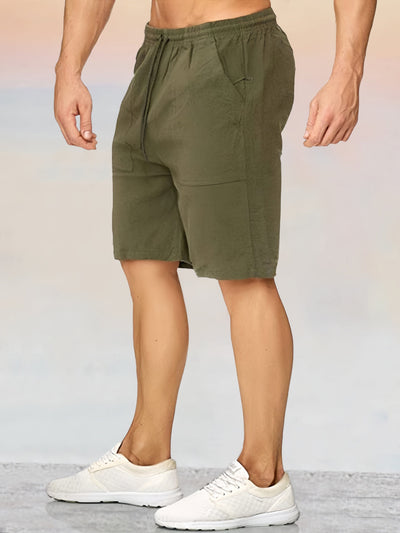 Classic Loose Fit Drawstring Cotton Linen Shorts Shorts coofandy 