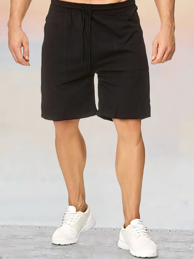 Classic Loose Fit Drawstring Cotton Linen Shorts Shorts coofandy Black S 