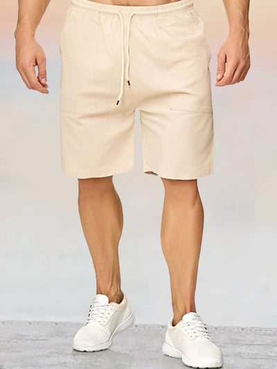 Classic Loose Fit Drawstring Cotton Linen Shorts Shorts coofandy Khaki S 