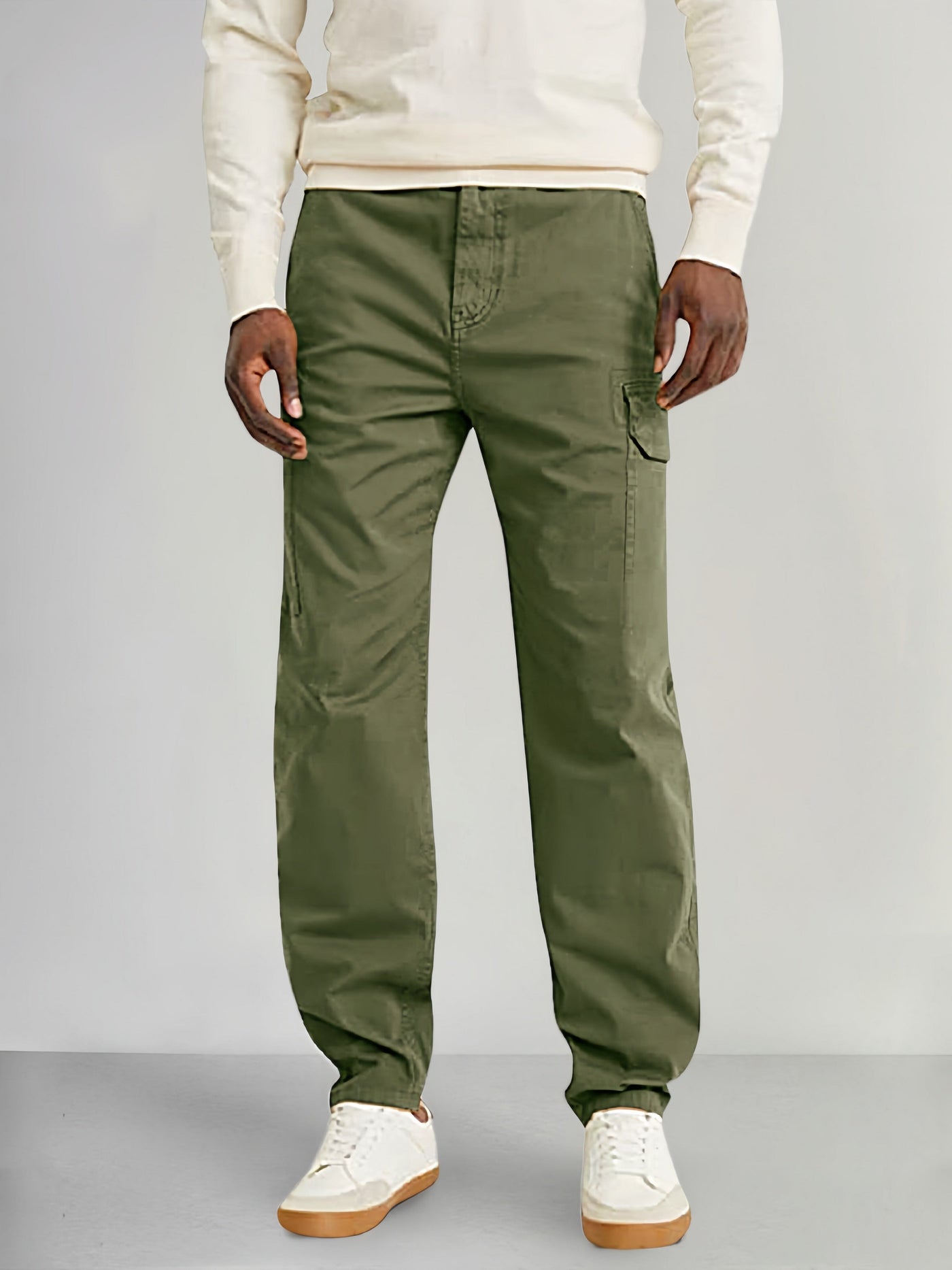 Casual Loose Fit Solid Pants with Flap Pocket Pants coofandy Army Green M 