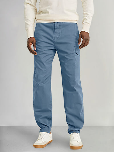 Casual Loose Fit Solid Pants with Flap Pocket Pants coofandy Blue M 