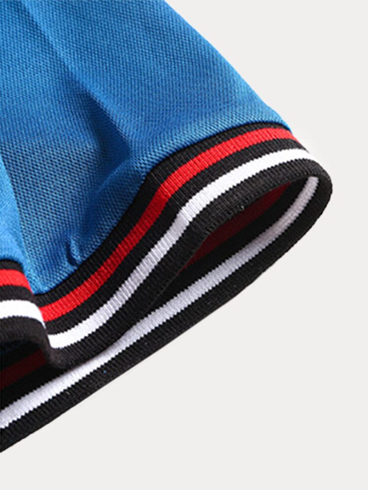 Classic Stripe Cuffs Polo Shirt Polos coofandy 