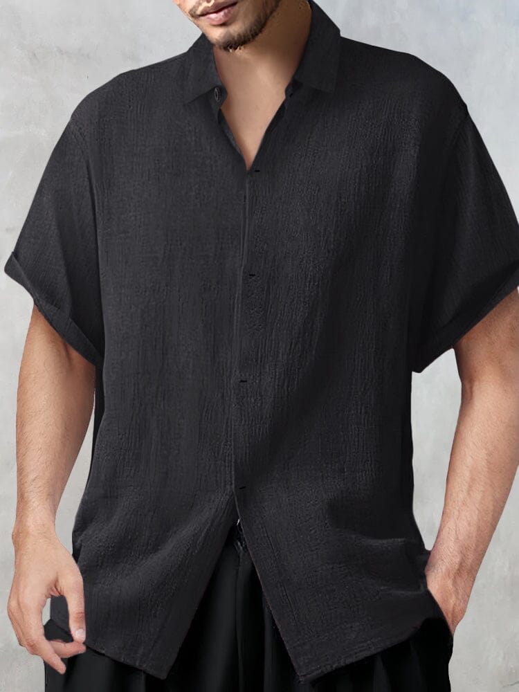 Casual Breathable Cotton Linen Shirt Shirts coofandy Black M 