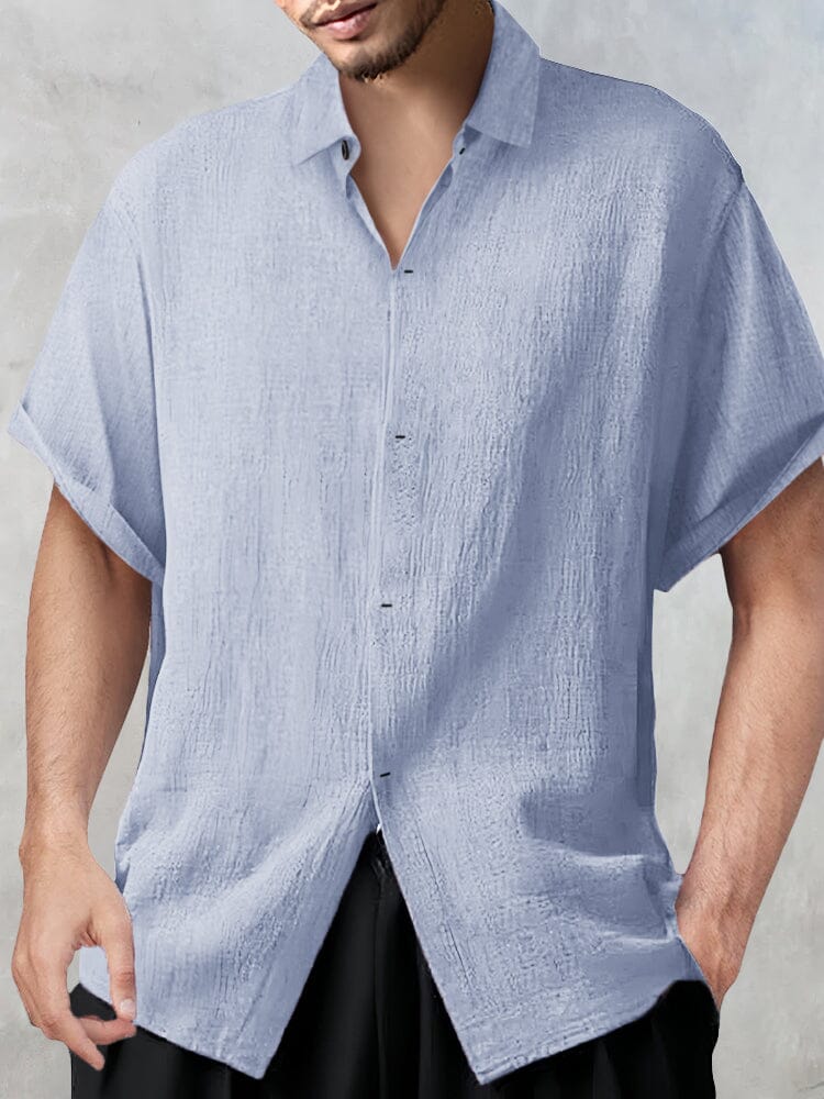 Casual Breathable Cotton Linen Shirt Shirts coofandy Light Blue M 