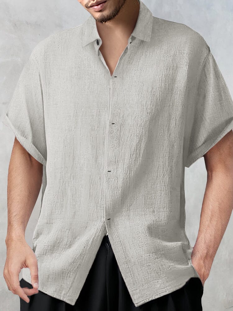 Casual Breathable Cotton Linen Shirt Shirts coofandy Light Grey M 