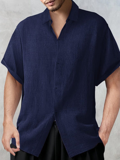 Casual Breathable Cotton Linen Shirt Shirts coofandy Navy Blue M 