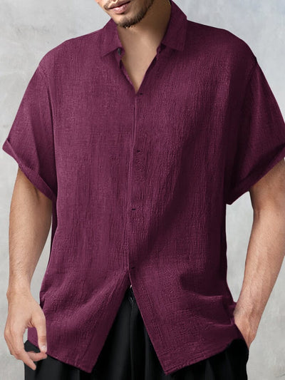 Casual Breathable Cotton Linen Shirt Shirts coofandy Wine Red M 