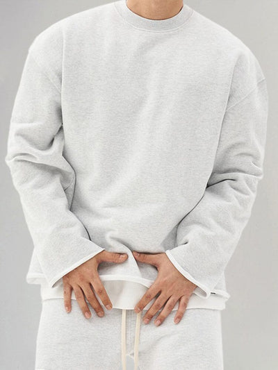 Cotton Round Neck Pullover Shirt Shirts coofandystore White M 