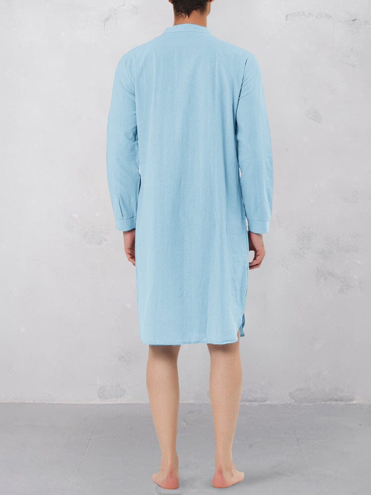 Stand Collar Cotton Linen Long Shirt Shirts coofandy 