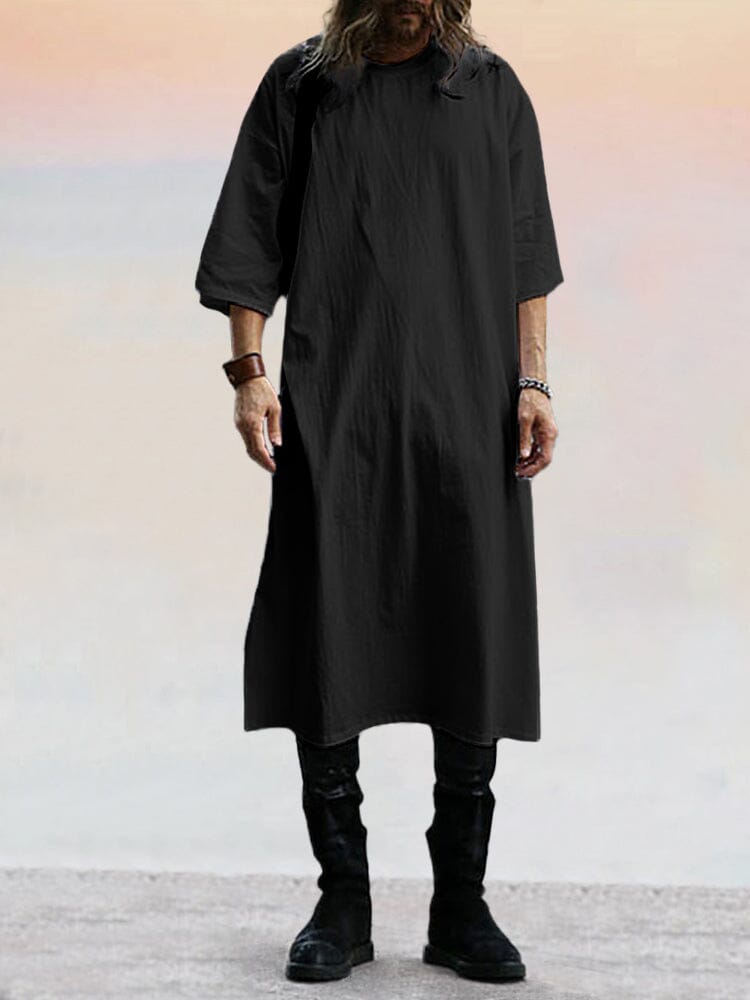 Loose Fit Minimalist Long T-shirt T-shirt coofandy Black S 