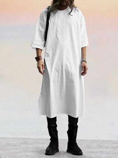 Loose Fit Minimalist Long T-shirt T-shirt coofandy White S 