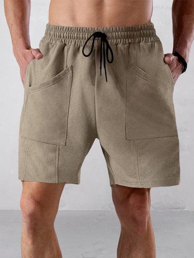 Cotton Stretch Short With Pockets Shorts coofandy Khaki M 