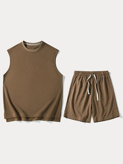 Waffle Knit Tank Top Set Sets coofandystore 