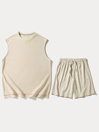 Waffle Knit Tank Top Set Sets coofandystore 