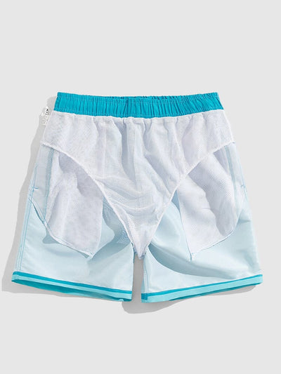 Casual Gradient Drawstring Shorts Shorts coofandy 