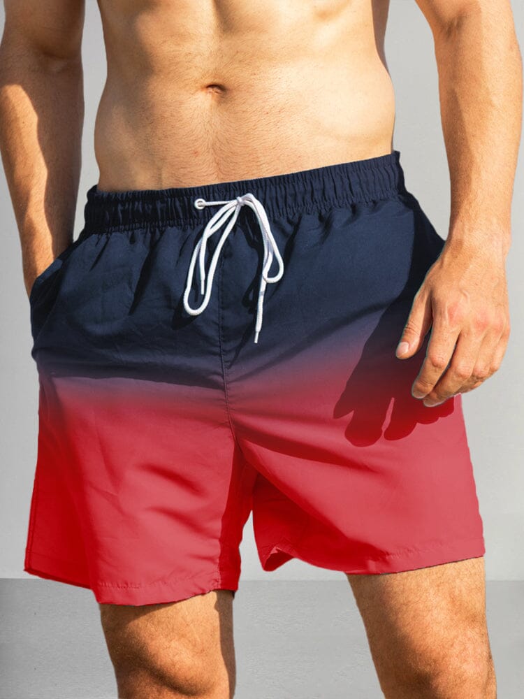 Casual Gradient Drawstring Shorts Shorts coofandy Red S 