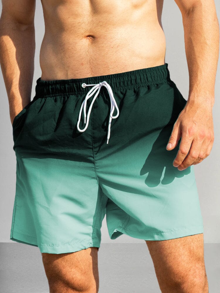 Casual Gradient Drawstring Shorts Shorts coofandy Green S 