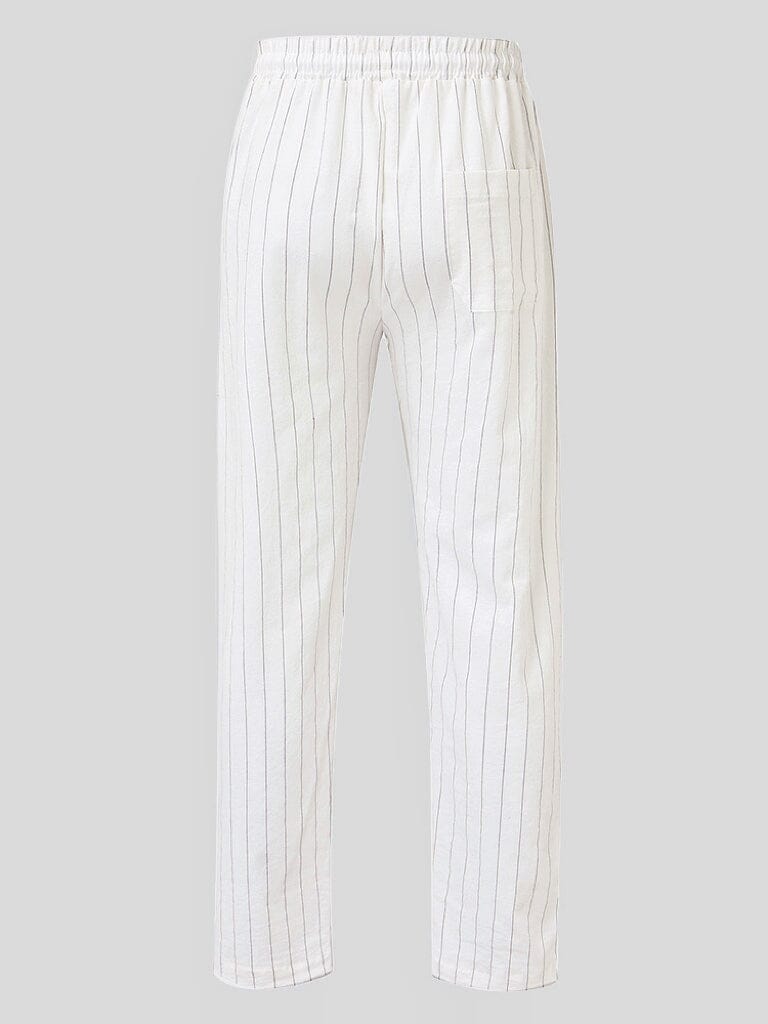 Casual Stripe Cotton Linen Pants Pants coofandy 