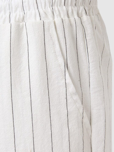 Casual Stripe Cotton Linen Pants Pants coofandy 