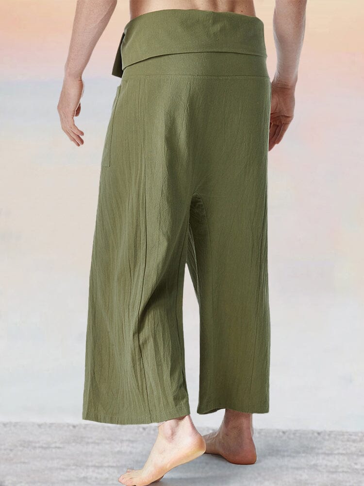 Unique Loose Fit Cotton Linen Fisherman Pants Pants coofandy 