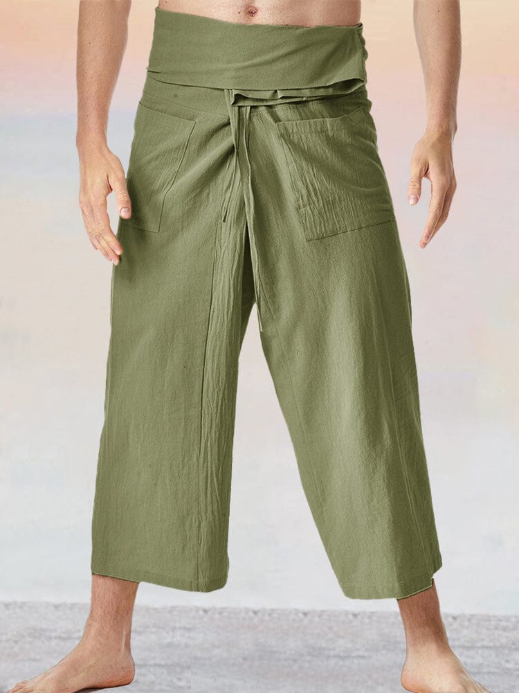 Unique Loose Fit Cotton Linen Fisherman Pants Pants coofandy 