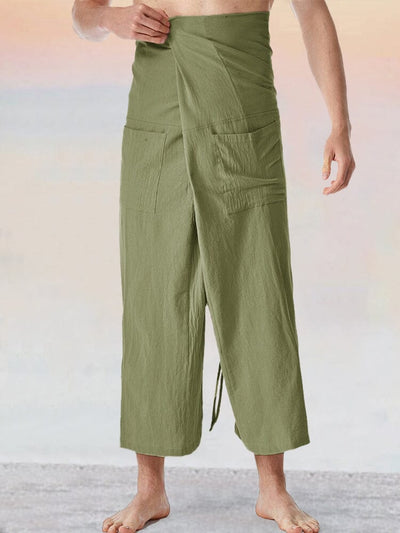 Unique Loose Fit Cotton Linen Fisherman Pants Pants coofandy 