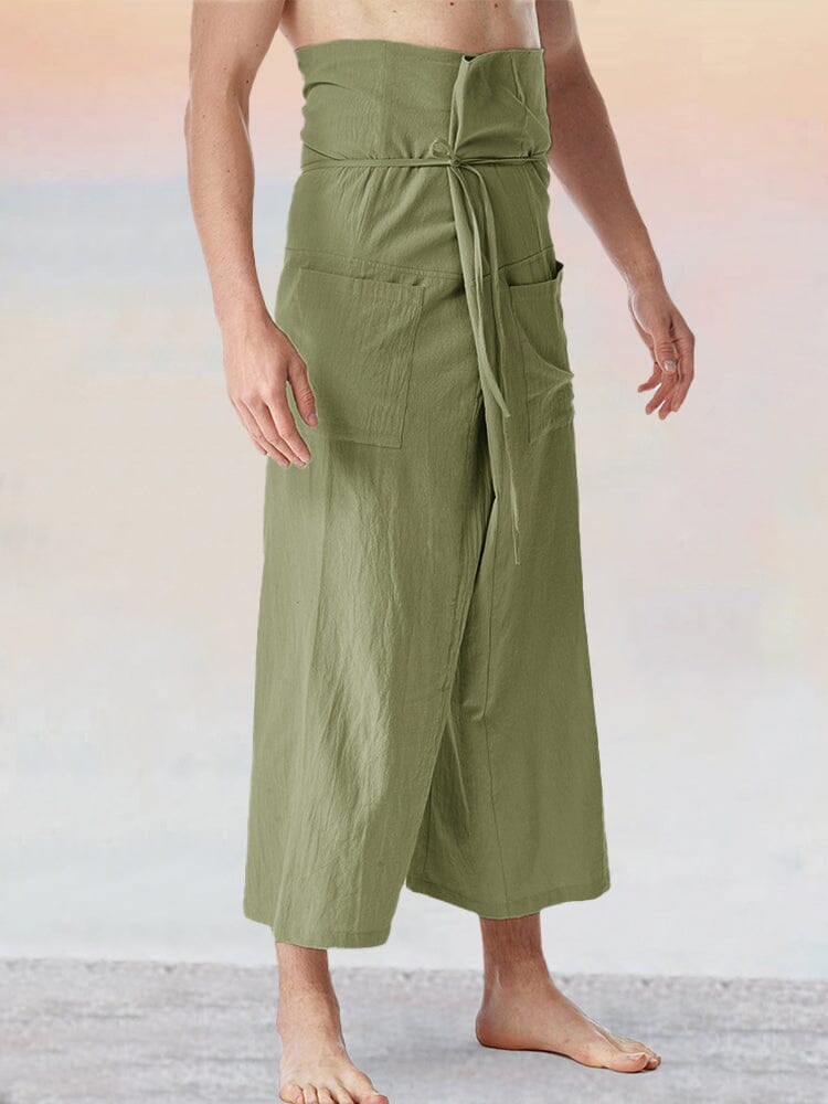 Unique Loose Fit Cotton Linen Fisherman Pants Pants coofandy 