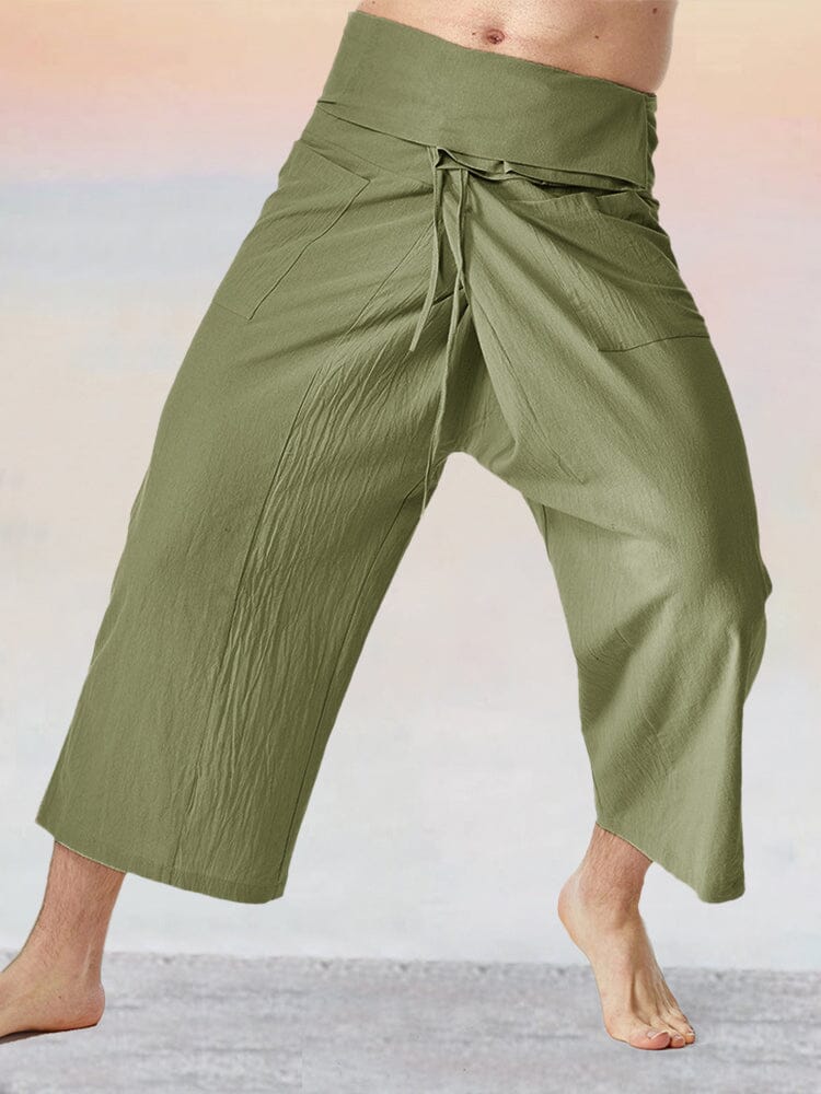 Unique Loose Fit Cotton Linen Fisherman Pants Pants coofandy 