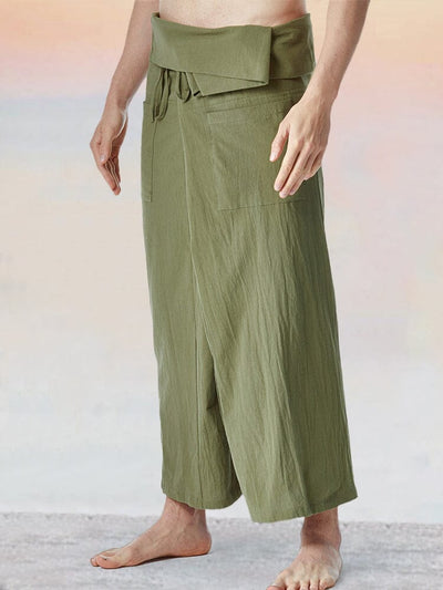 Unique Loose Fit Cotton Linen Fisherman Pants Pants coofandy 