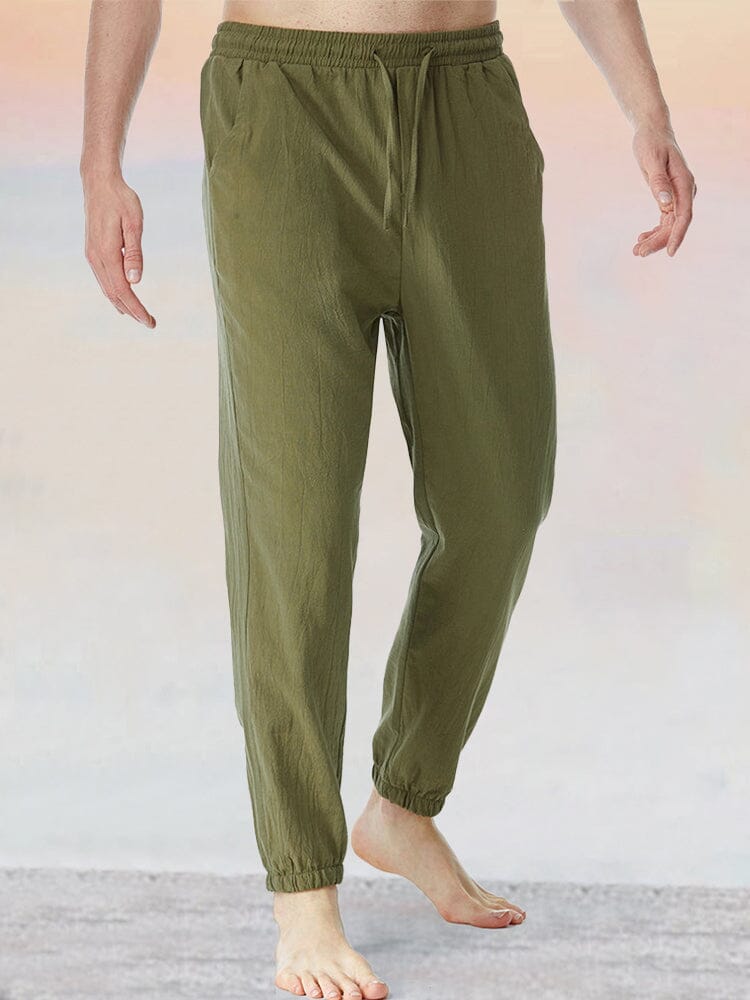 Soft Cotton Linen Beam Feet Pants Pants coofandy 