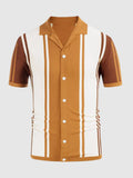 Breathable Stripe Knit Button Top Tops coofandy 