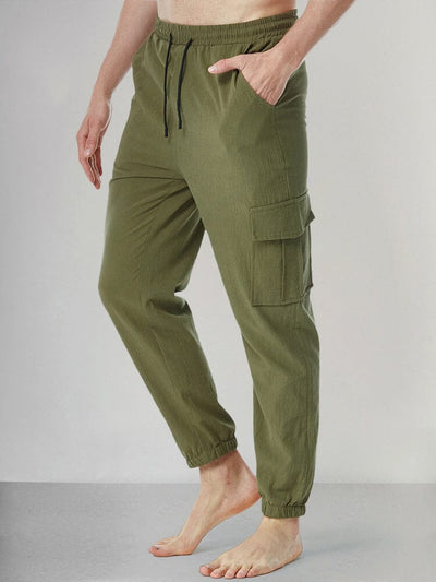 Casual Soft Cotton Linen Drawstring Pants Pants coofandy Army Green S 