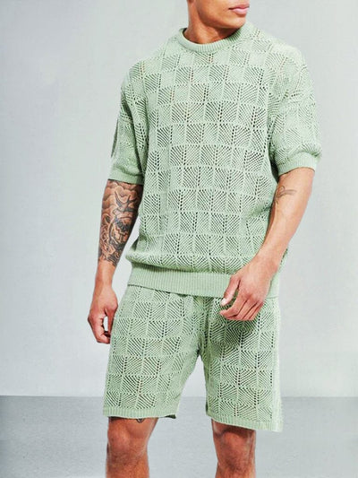 Breathable Loose Fit Mesh Tracksuit Set Sports Set coofandy Green S 