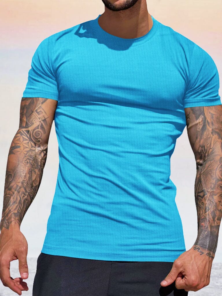 Breathable Stretchy Quick Drying T-shirt T-shirt coofandy Blue S 