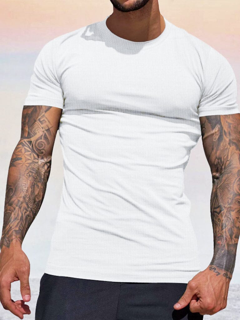 Breathable Stretchy Quick Drying T-shirt T-shirt coofandy White S 