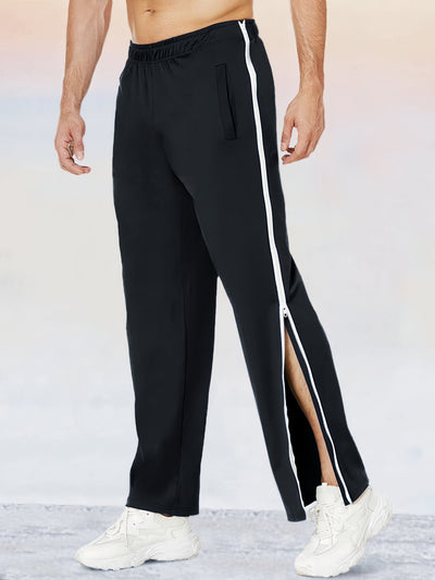 Unique Zipper Slit Side Sweatpants Sweatpants coofandy Black M 