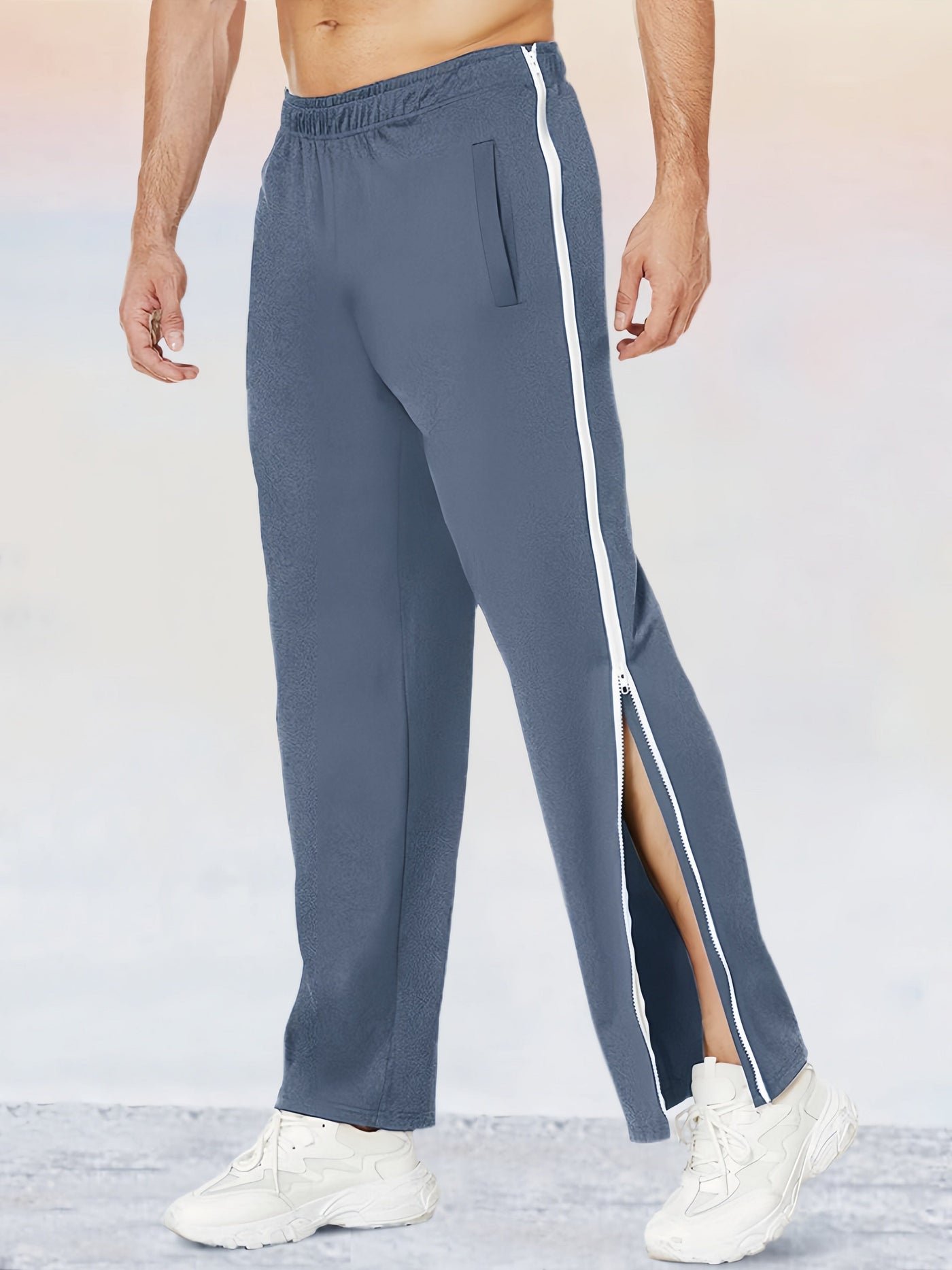 Unique Zipper Slit Side Sweatpants Sweatpants coofandy Dark Grey M 