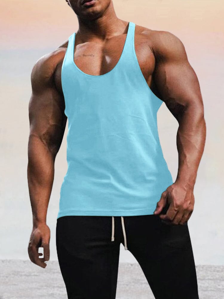Classic Breathable Solid Tank Top Tank Tops coofandy Clear Blue M 