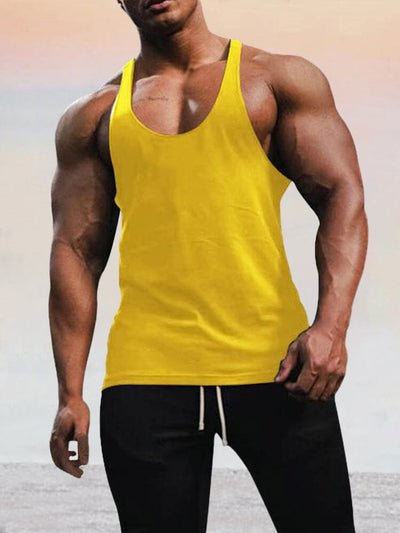 Classic Breathable Solid Tank Top Tank Tops coofandy Yellow M 