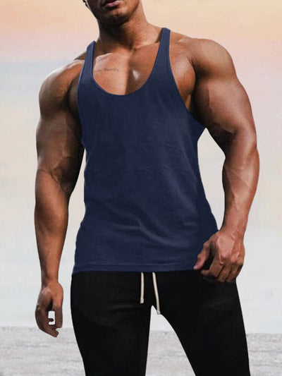 Classic Breathable Solid Tank Top Tank Tops coofandy Navy Blue M 
