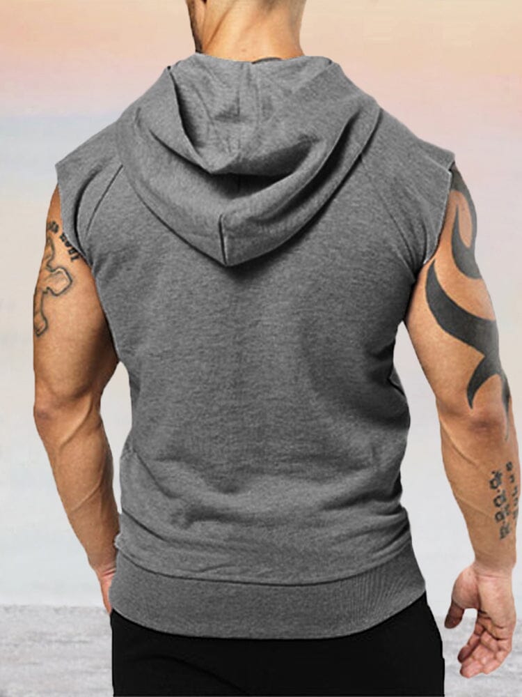 Casual Cotton Hooded Sports Tank Top Tank Tops coofandy 