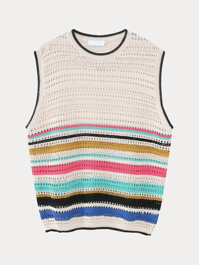 Stylish Breathable Stripe Knit Tank Top Tank Tops coofandy 