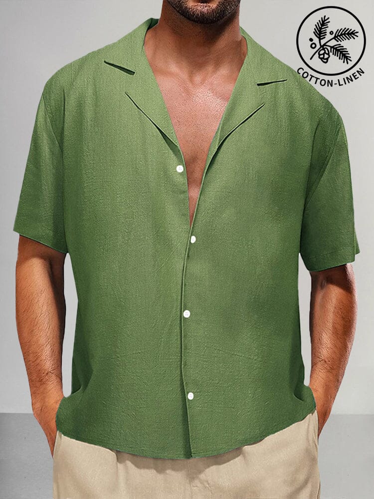 Soft Lapel Cotton Linen Shirt Shirts coofandy Army Green S 