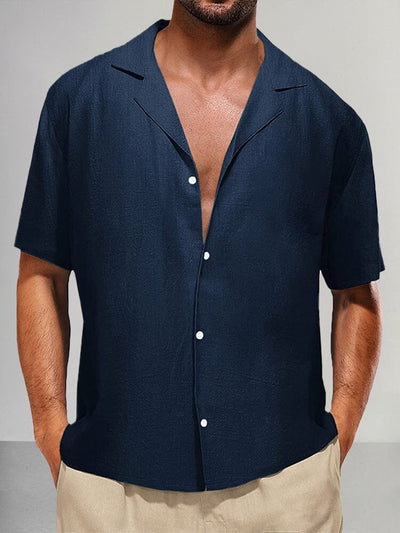 Soft Lapel Cotton Linen Shirt Shirts coofandy Navy Blue S 