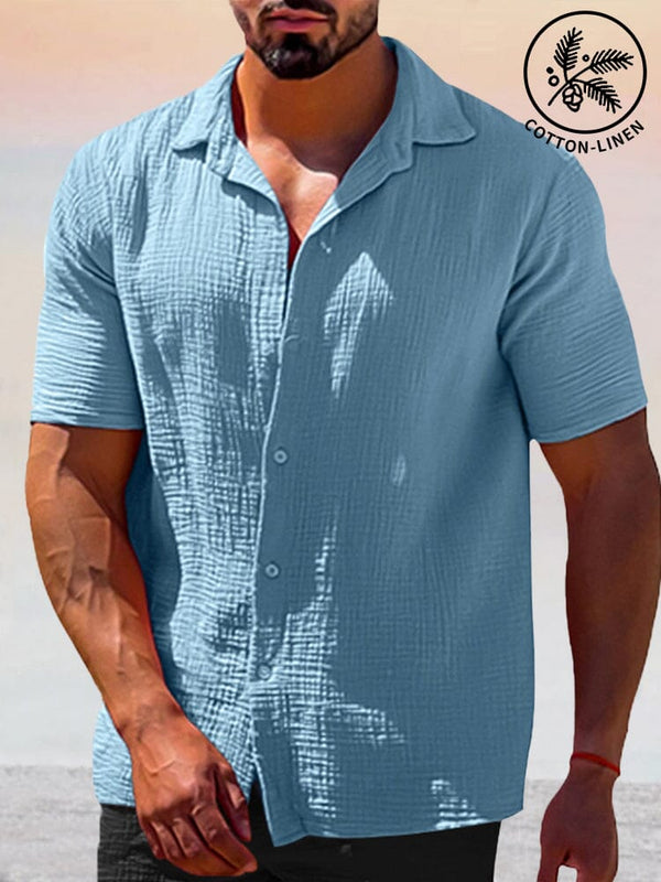 Classic Breathable Short Sleeve Shirt Shirts coofandy Clear Blue M 